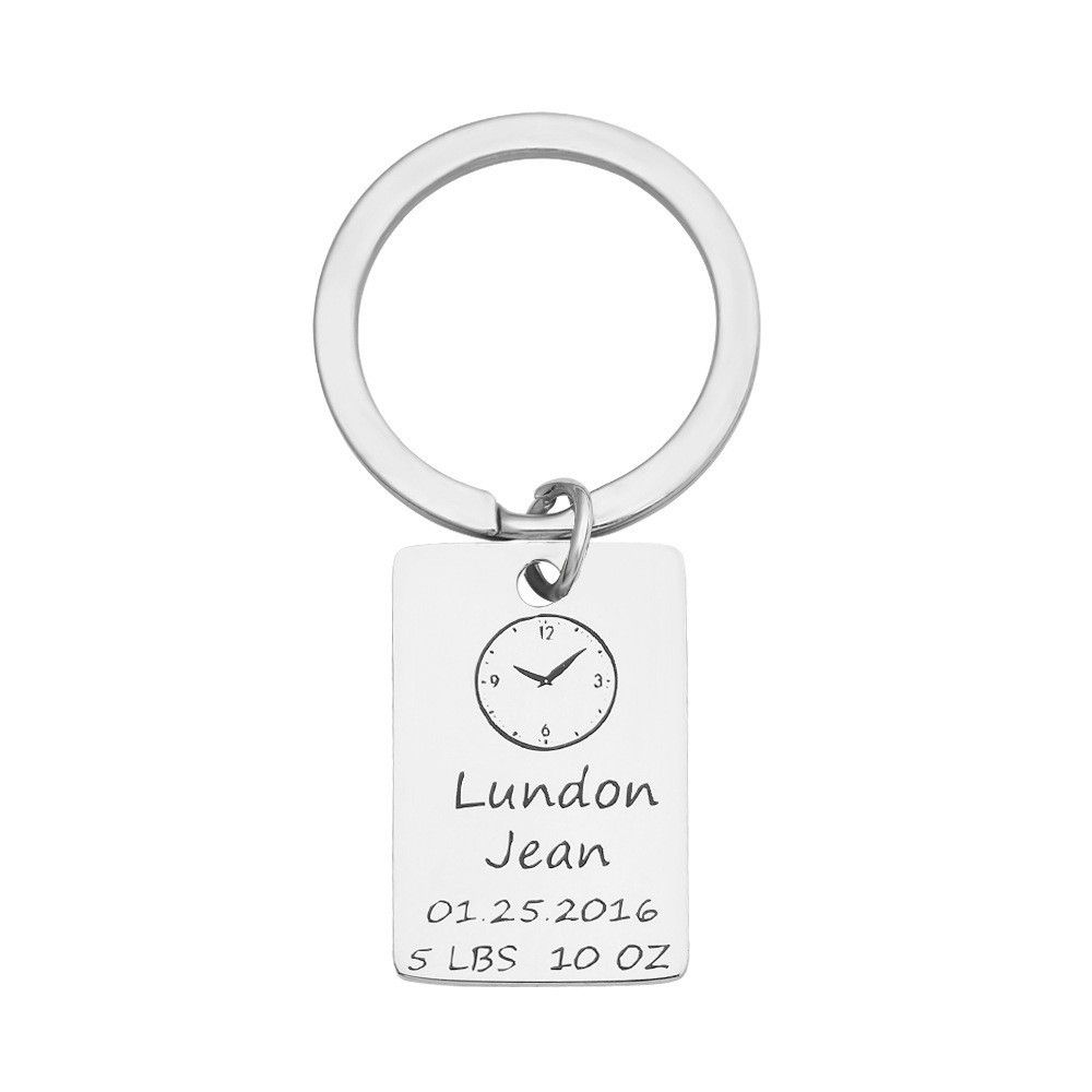 寶寶出生紀念 彌月 誕生 鈦鋼鑰匙圈 生日禮物 滿月 周歲 客制化 姓名 刻字 訂製 joimy
